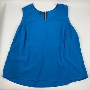 Covington Tank Top Womens 2X Blue Zip Back Ruffled